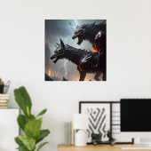 Bliksem Cyborg Wolven Poster (Thuiskantoor)