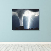 Bliksem en Tornado Verpakt Canvas Afdruk (Insitu (Houten vloer))