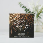 Bliksem Fire Save the Date Wedding Kaart (Staand voorkant)