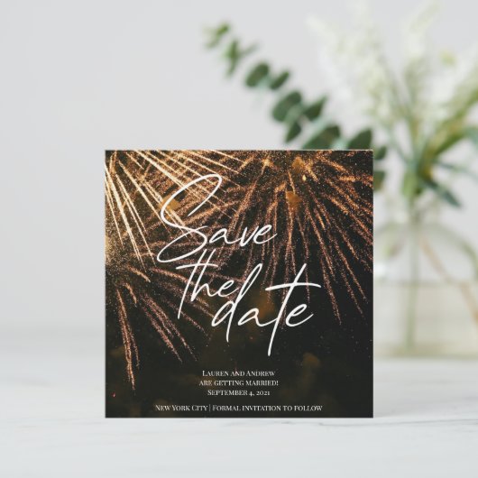 Bliksem Fire Save the Date Wedding Kaart (Staand voorkant)