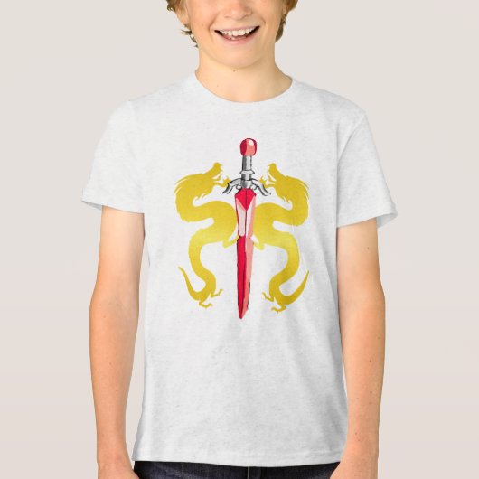 Bliksem Gele Draken Embleem Tri-Blend Shirt (Voorkant)