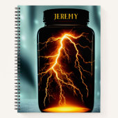 Bliksem in een digitale bottelkunst op maat notitieboek (Voorkant)