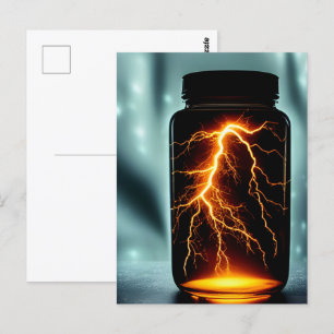 Bliksem in een digitale flessenkunst briefkaart