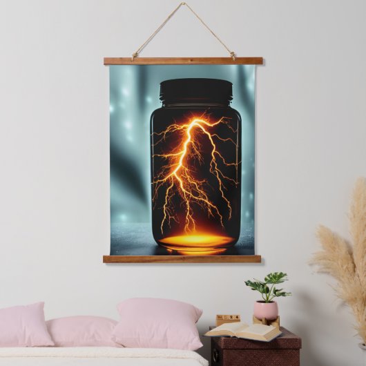 Bliksem in een digitale flessenkunst hangend wandkleed (Slaapkamer)