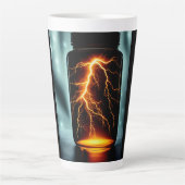 Bliksem in een digitale flessenkunst latte mok (Voorkant)