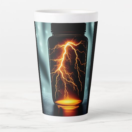 Bliksem in een digitale flessenkunst latte mok (Voorkant)