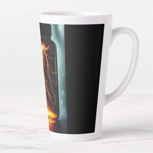 Bliksem in een digitale flessenkunst latte mok (Rechts)