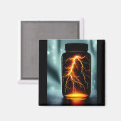 Bliksem in een digitale flessenkunst magneet (Voorkant / Achterkant)