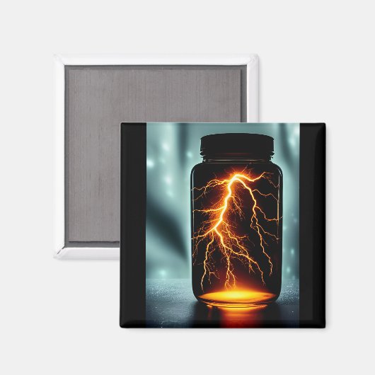 Bliksem in een digitale flessenkunst magneet (Voorkant / Achterkant)