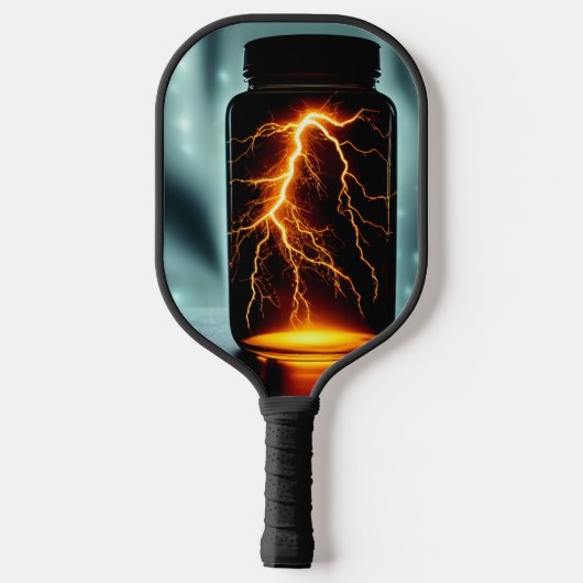 Bliksem in een digitale flessenkunst pickleball paddle (Achterkant)
