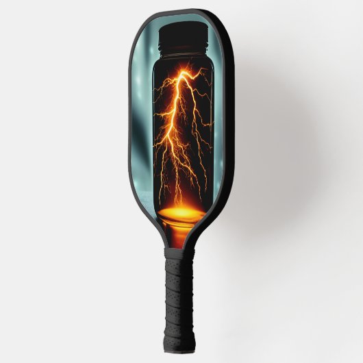 Bliksem in een digitale flessenkunst pickleball paddle (Links)