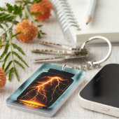 Bliksem in een digitale flessenkunst sleutelhanger (Voorkant Rechts)