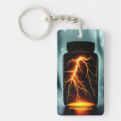 Bliksem in een digitale flessenkunst sleutelhanger (Voorkant)
