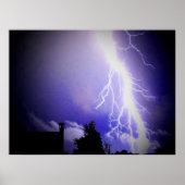 Bliksem in een donkerblauwe lucht poster (Voorkant)