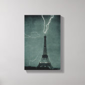 Bliksem met Eiffeltoren Canvas Afdruk (Voorkant)
