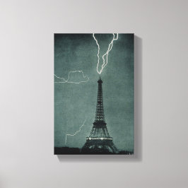 Bliksem met Eiffeltoren Canvas Afdruk