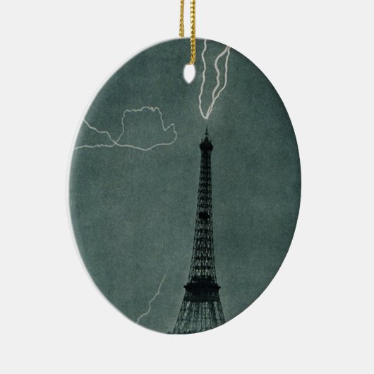 Bliksem met Eiffeltoren Keramisch Ornament (Rechts)