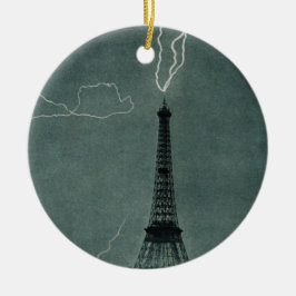 Bliksem met Eiffeltoren Keramisch Ornament