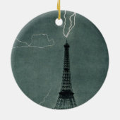 Bliksem met Eiffeltoren Keramisch Ornament (Achterkant)