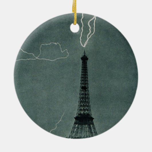 Bliksem met Eiffeltoren Keramisch Ornament (Achterkant)