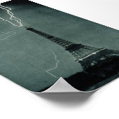 Bliksem met Eiffeltoren Poster (Hoek)