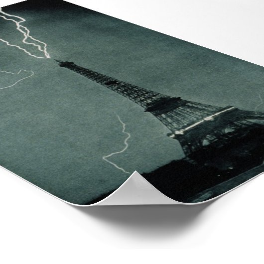 Bliksem met Eiffeltoren Poster (Hoek)