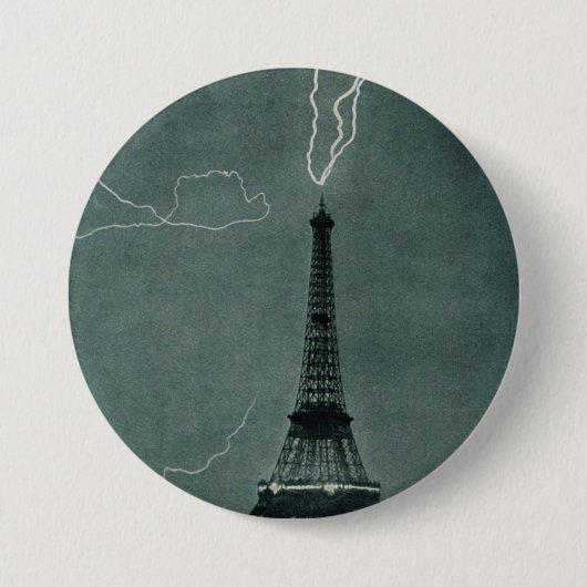 Bliksem met Eiffeltoren Ronde Button 7,6 Cm (Voorkant)