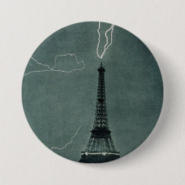 Bliksem met Eiffeltoren Ronde Button 7,6 Cm