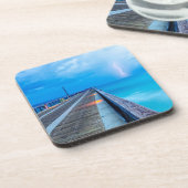 bliksem op Navarra Beach pier Bier Onderzetter (Linkerzijde)