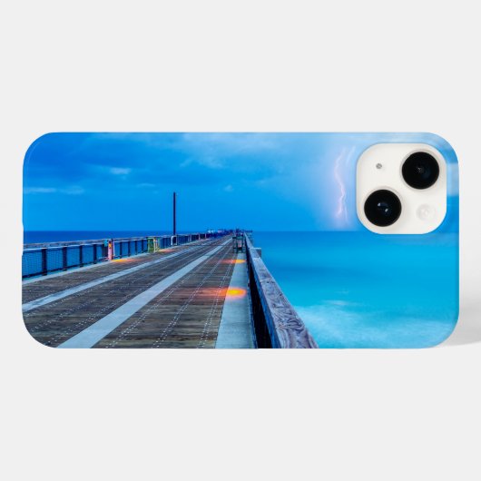 bliksem op Navarra Beach pier Case-Mate iPhone Case (Achterkant (horizontaal))