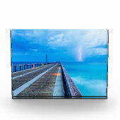 bliksem op Navarra Beach pier Fotoblokken (Voorkant)