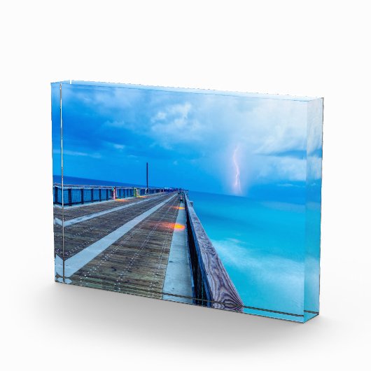 bliksem op Navarra Beach pier Fotoblokken (Rechts)