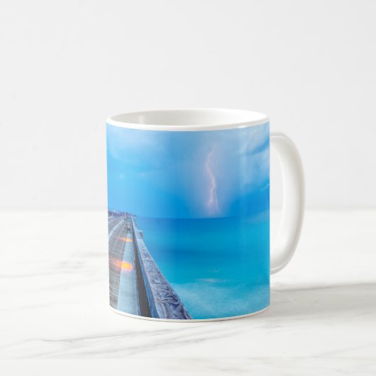 bliksem op Navarra Beach pier Koffiemok (Voorkant rechts)