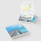 bliksem op Navarra Beach pier Stenen Onderzetter (Zijkant)