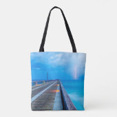 bliksem op Navarra Beach pier Tote Bag (Achterkant)