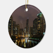 Bliksem over Chicago Keramisch Ornament (Links)
