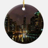 Bliksem over Chicago Keramisch Ornament (Achterkant)