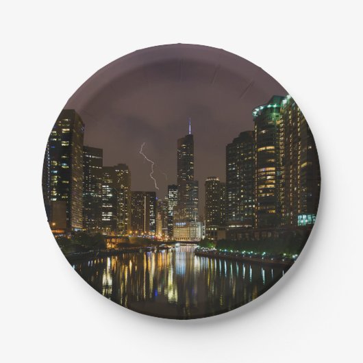 Bliksem over Chicago Papieren Bordje (Voorkant)