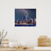 Bliksem over New York City Poster (Keuken)