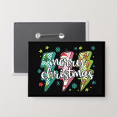 Bliksem Prettig Kerstmis Preppy Coquette Kerstmis  Button (Voorkant / Achterkant)