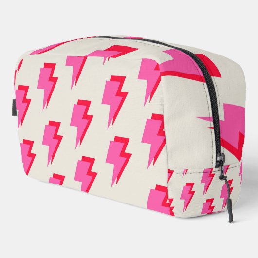 Bliksem Roze Rode Achtergrond Y2K Patroon Toilettasje (Rechterhoek)