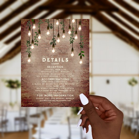  bliksem Rustic Brick Wedding Details En Informatiekaartje