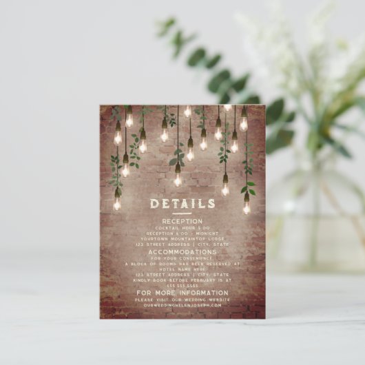 bliksem Rustic Brick Wedding Details En Informatiekaartje (Staand voorkant)