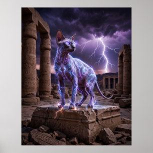 Bliksem Sfinx Opgeladen Tempel Kunst Poster