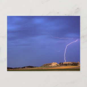 Bliksem slaat in heuvels bij Scottsbluff Briefkaart