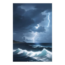 Bliksem Storm boven de oceaan