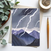 Bliksem Storm | Waterverf Dark Mountains Briefkaart