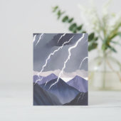 Bliksem Storm | Waterverf Dark Mountains Briefkaart (Staand voorkant)