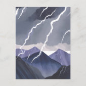 Bliksem Storm | Waterverf Dark Mountains Briefkaart (Voorkant)