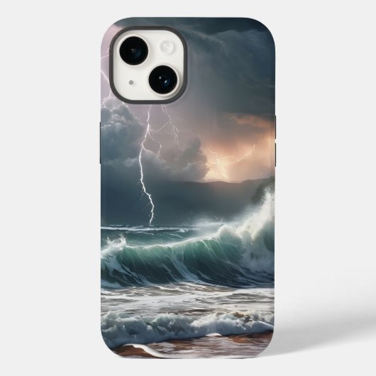 Bliksem Strike Waves Strand Landschap Case-Mate iPhone Case (Achterkant)